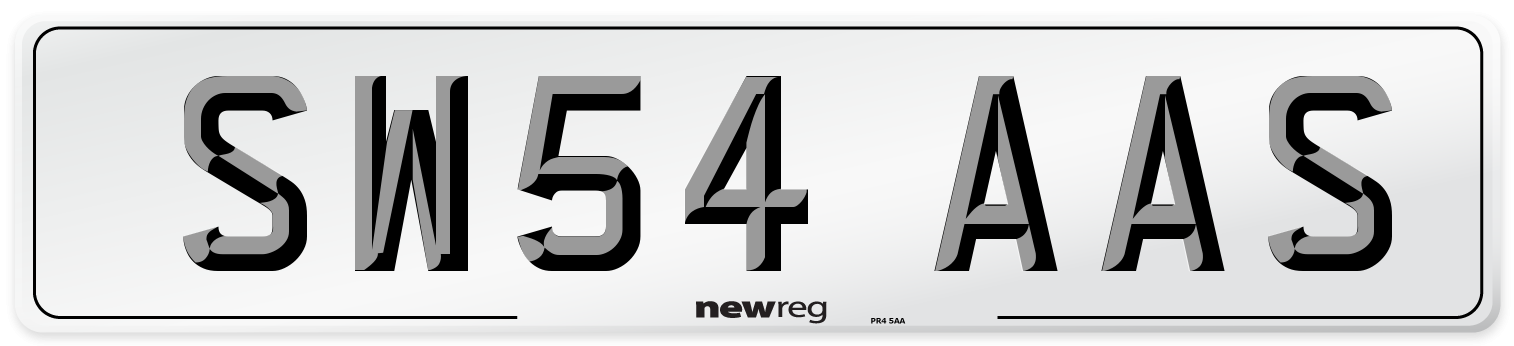 SW54 AAS Number Plate from New Reg